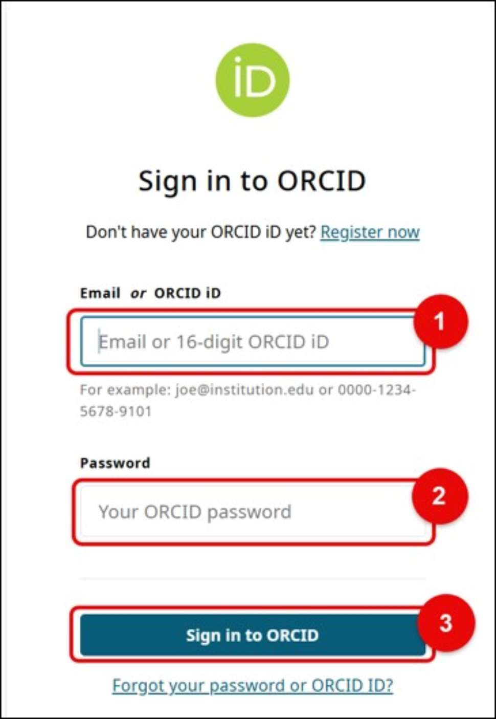 Image of ORCID sign in